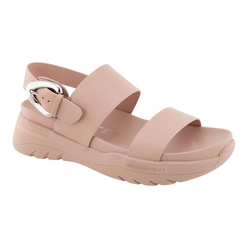 Aerosoles Women's Hari Slip On Flatform Sandals Beige Size 6 1/2